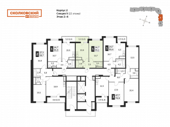 Однокомнатная квартира 34.5 м²