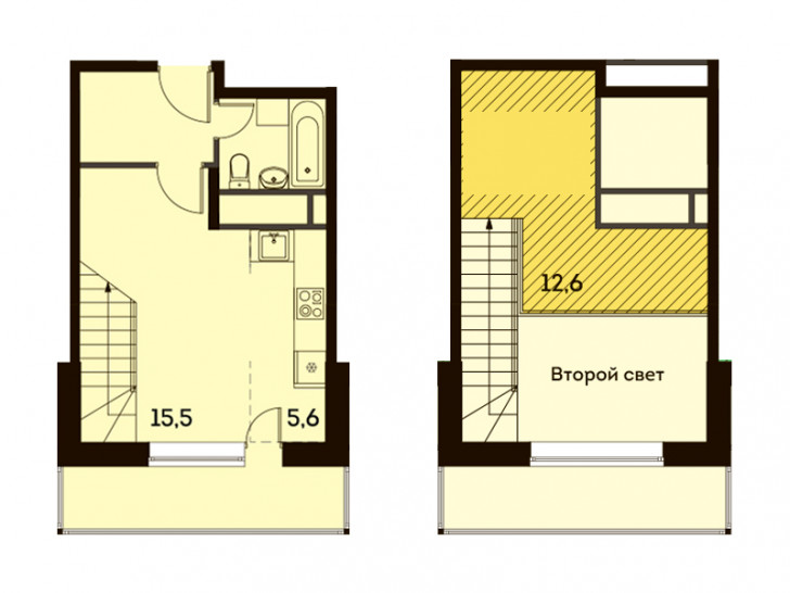 Студия 43.9 м²