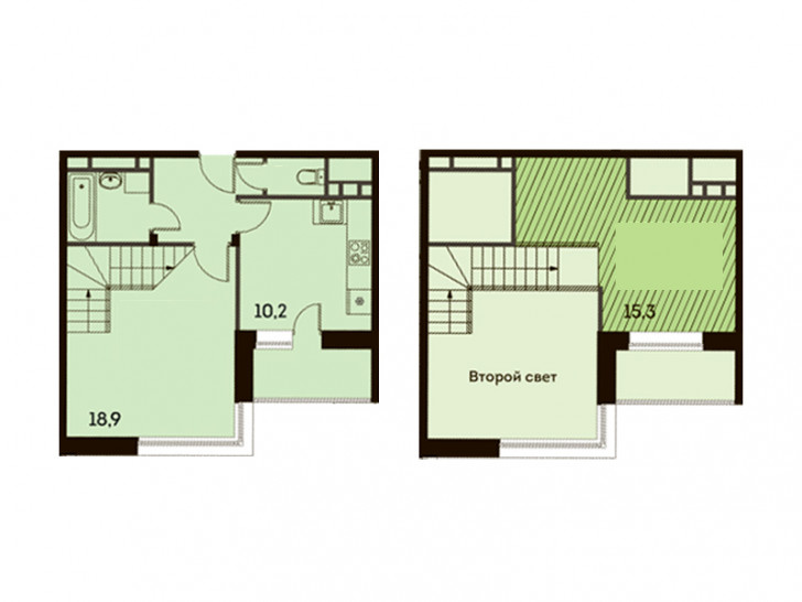 Однокомнатная квартира 56.8 м²