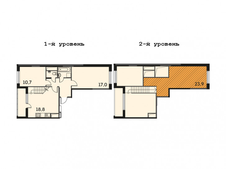 Двухкомнатная квартира 83.9 м²