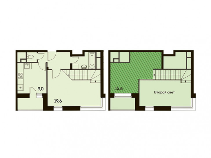 Однокомнатная квартира 56.1 м²