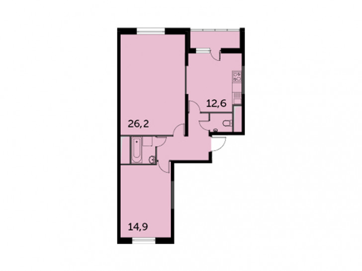 Двухкомнатная квартира 66.9 м²